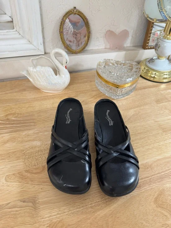 Skechers Something Else Black Crisscross Slip-On Mary Jane Mules Size 8 Grunge - Picture 13 of 14